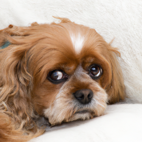 Dog with whale eye, resting chin